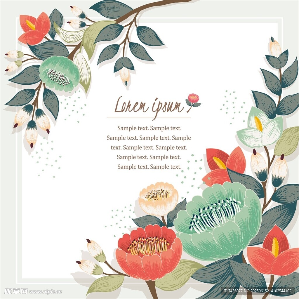 花卉装饰的清新文本背景