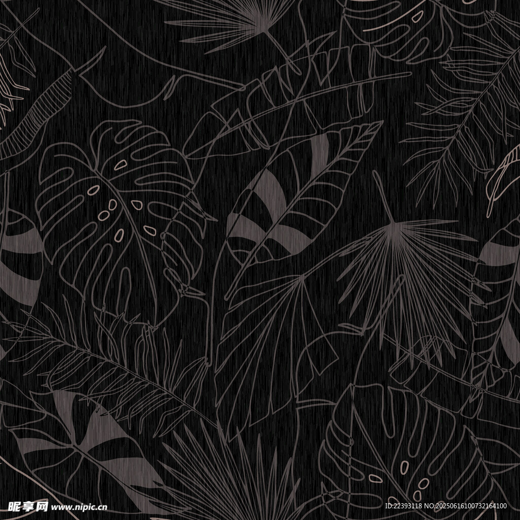 黑色植物图案纹理背景  数码印