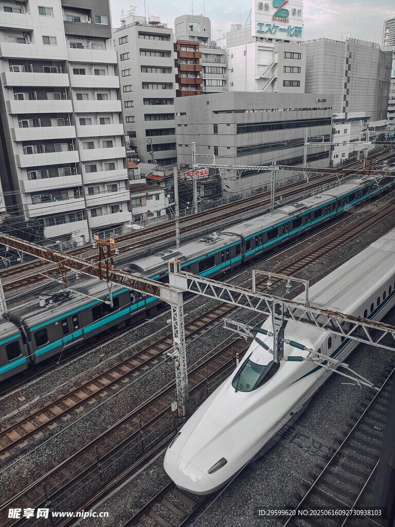 城市铁轨上的高速列车