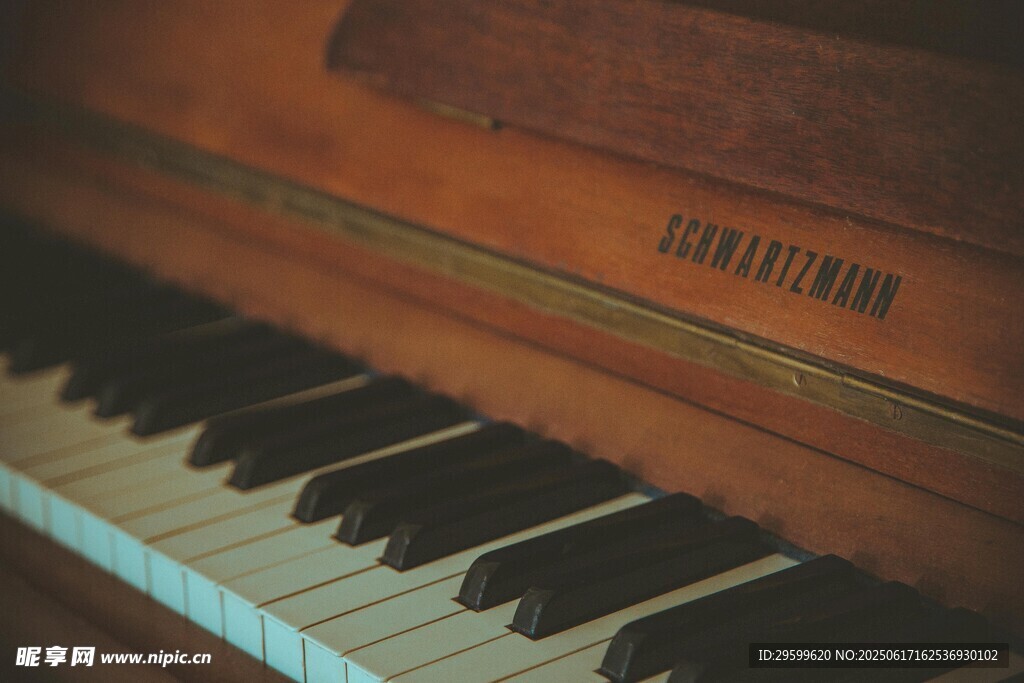 复古钢琴的精致琴键