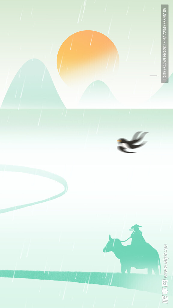 草原夕阳下的骑马者