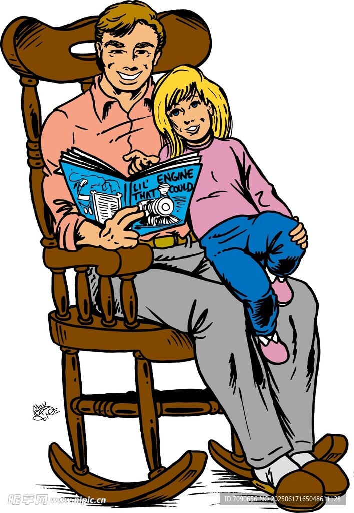 父亲与女儿温馨共读时刻