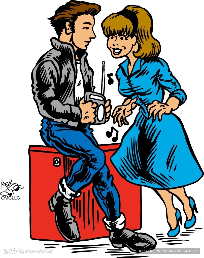 复古情侣互动瞬间