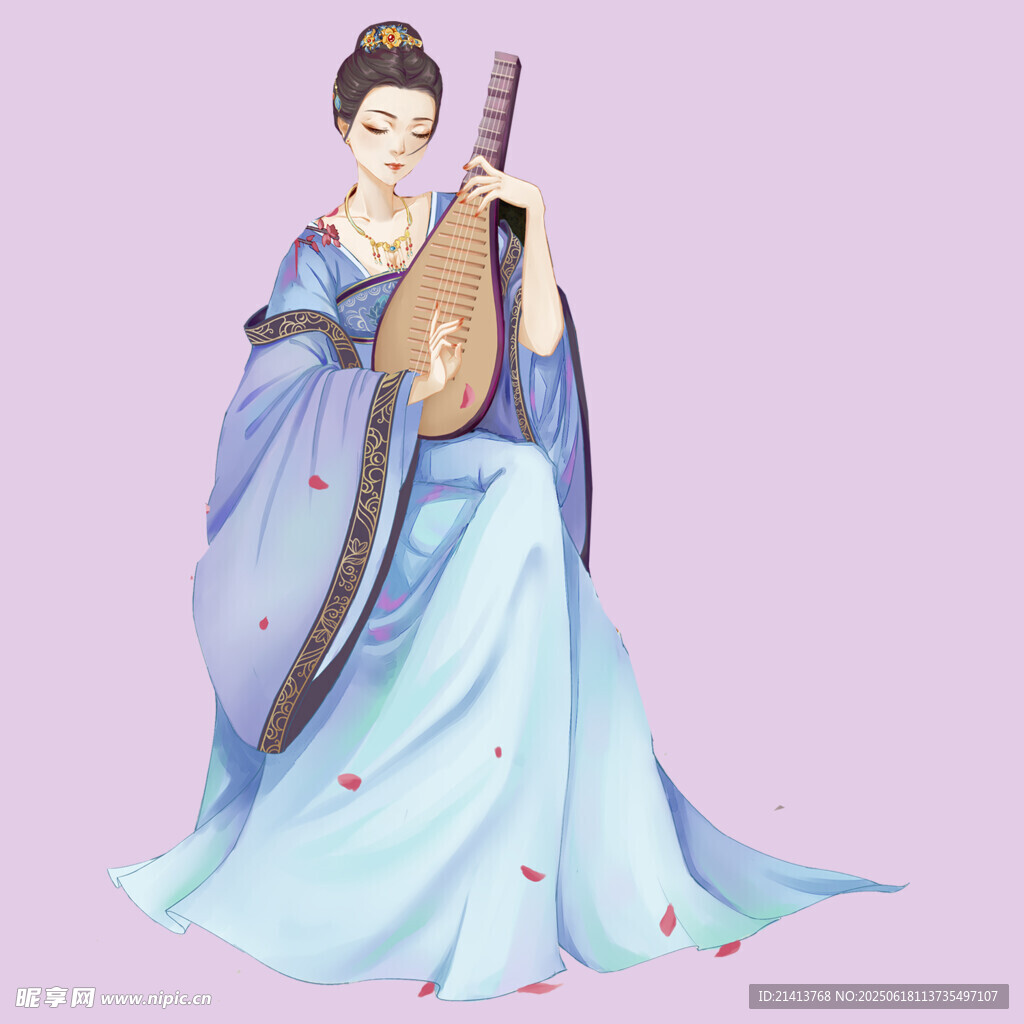 古风女子优雅弹奏琵琶