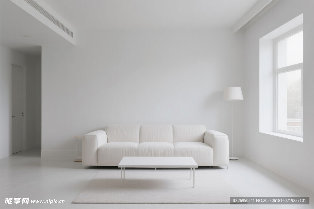 简约白色系客厅室内场景