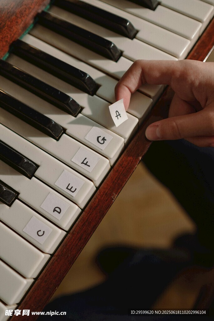 手指轻触钢琴黑白琴键