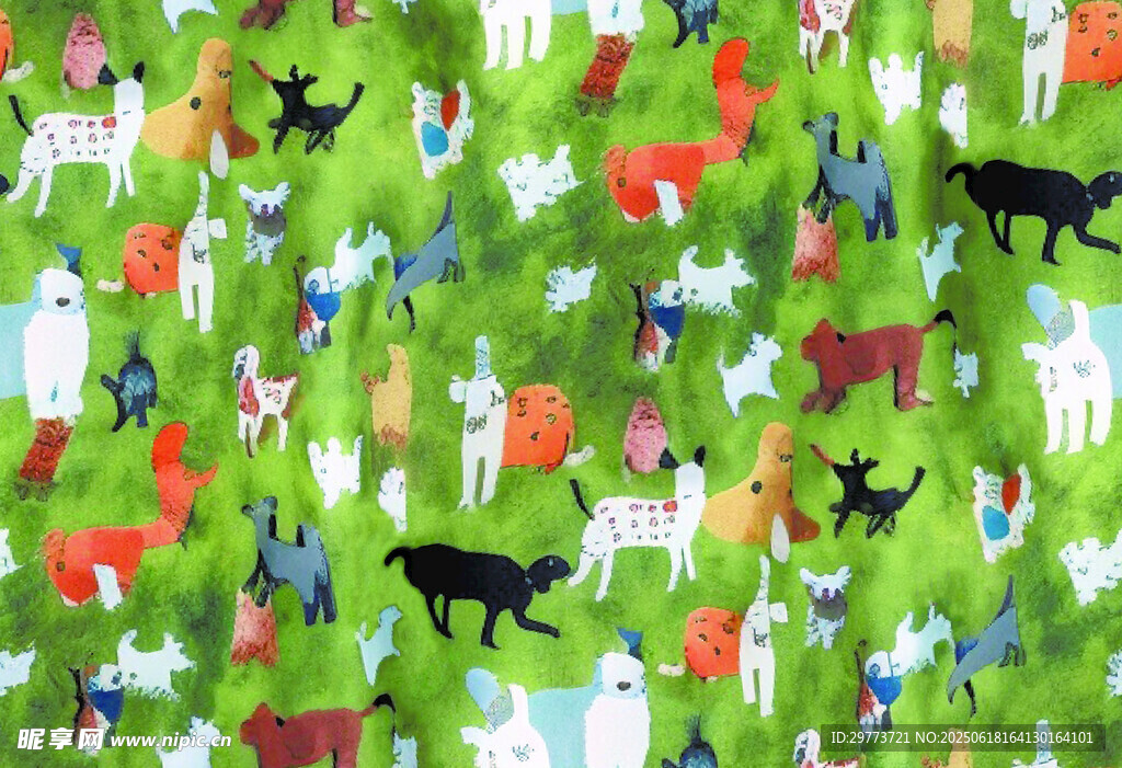 圣诞动物图案绿色背景图