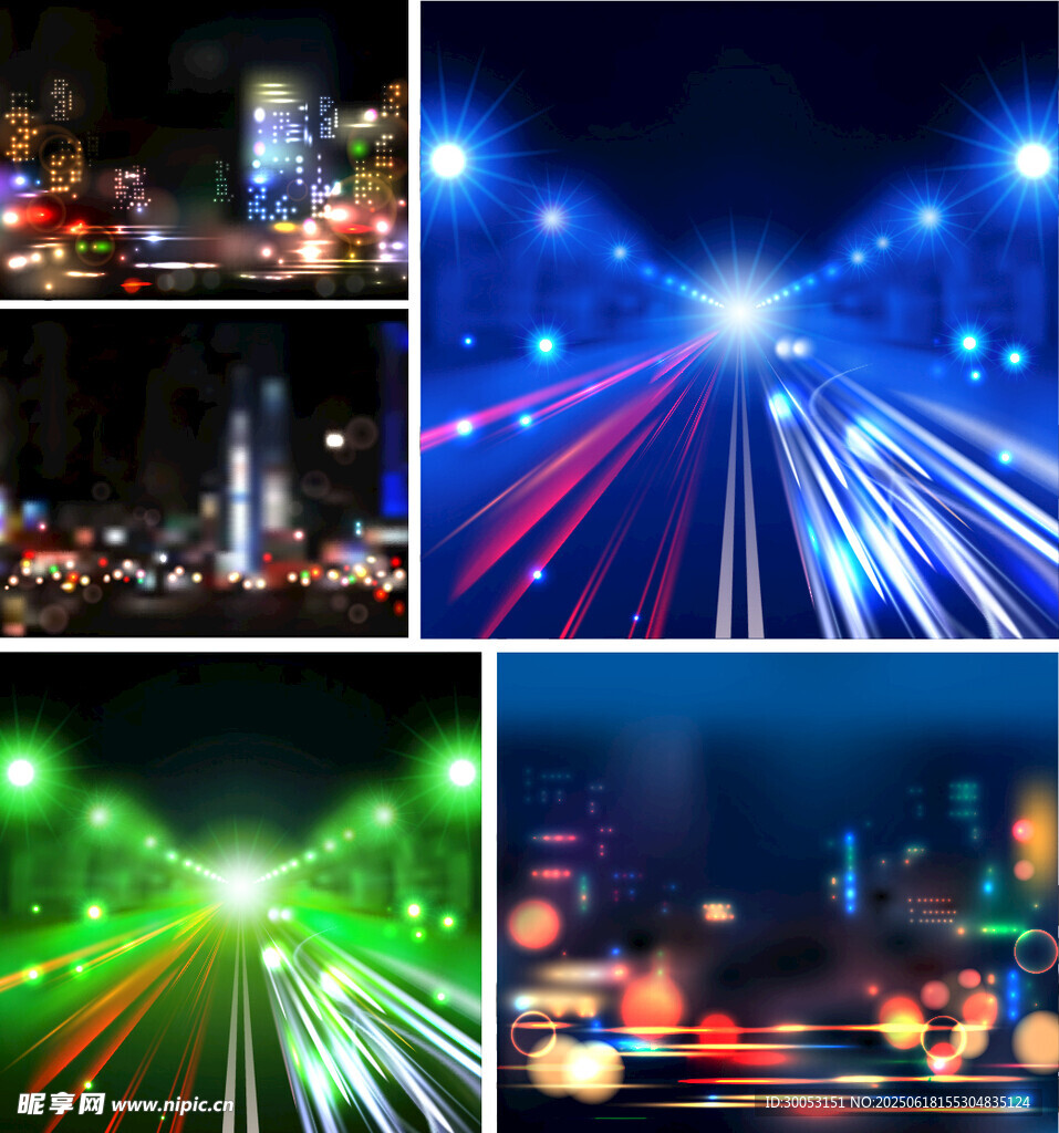 城市夜景灯光绚丽瞬间