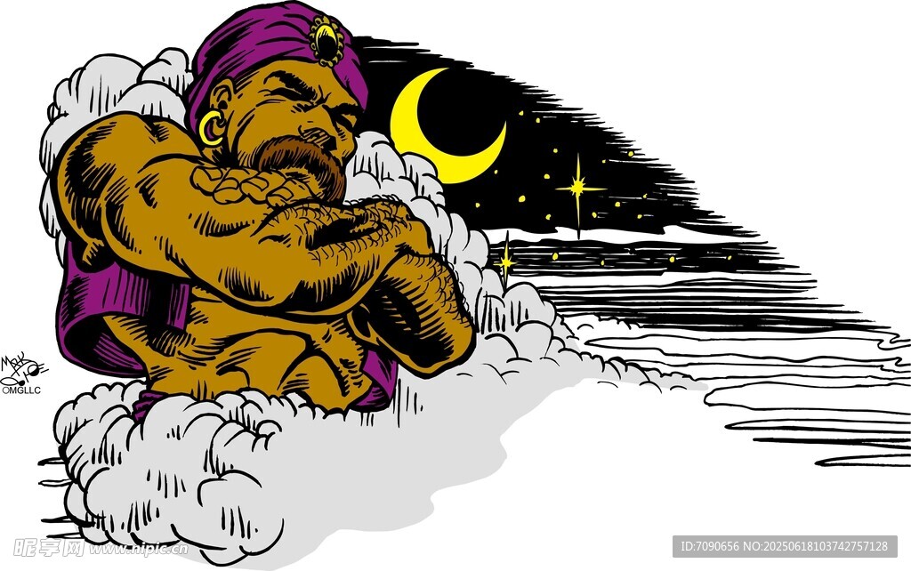 咆哮狮子与夜空奇幻景象