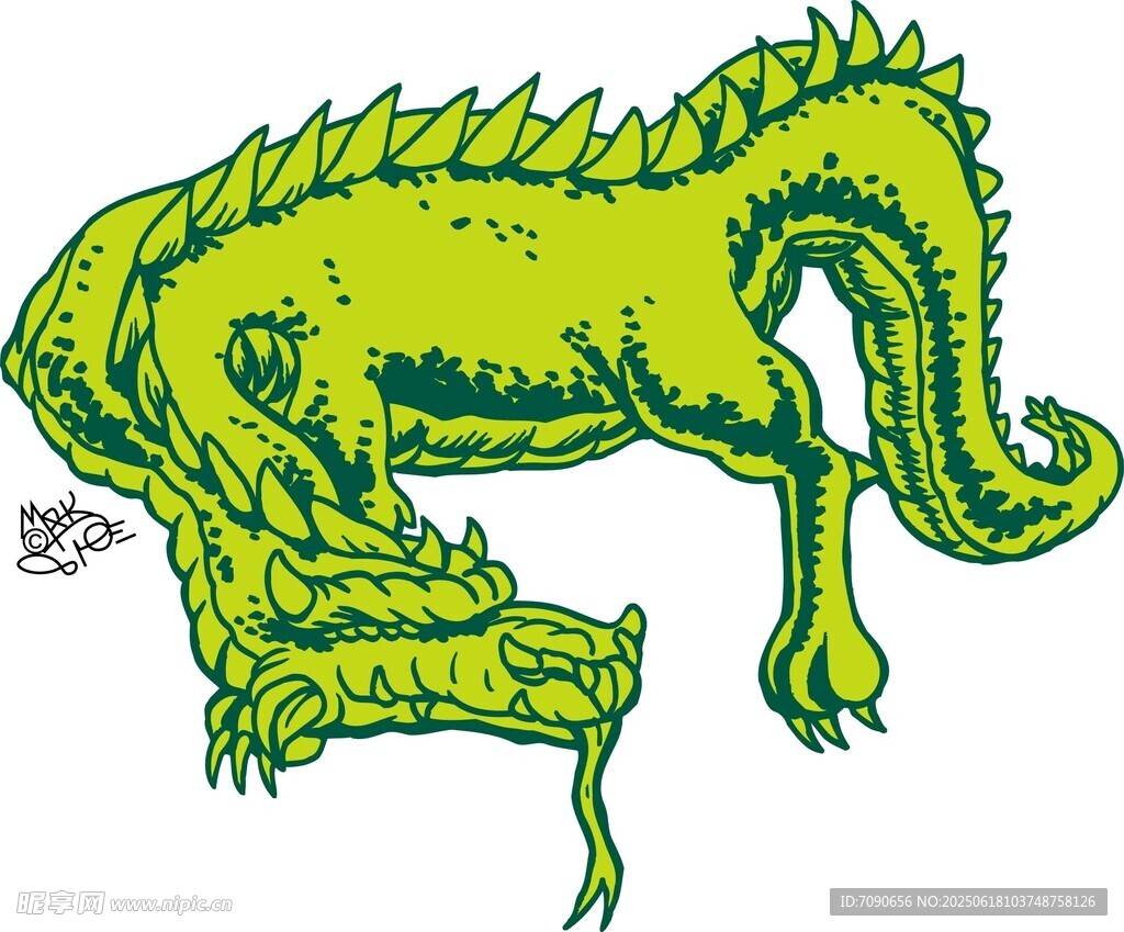 绿色蜷伏龙图案
