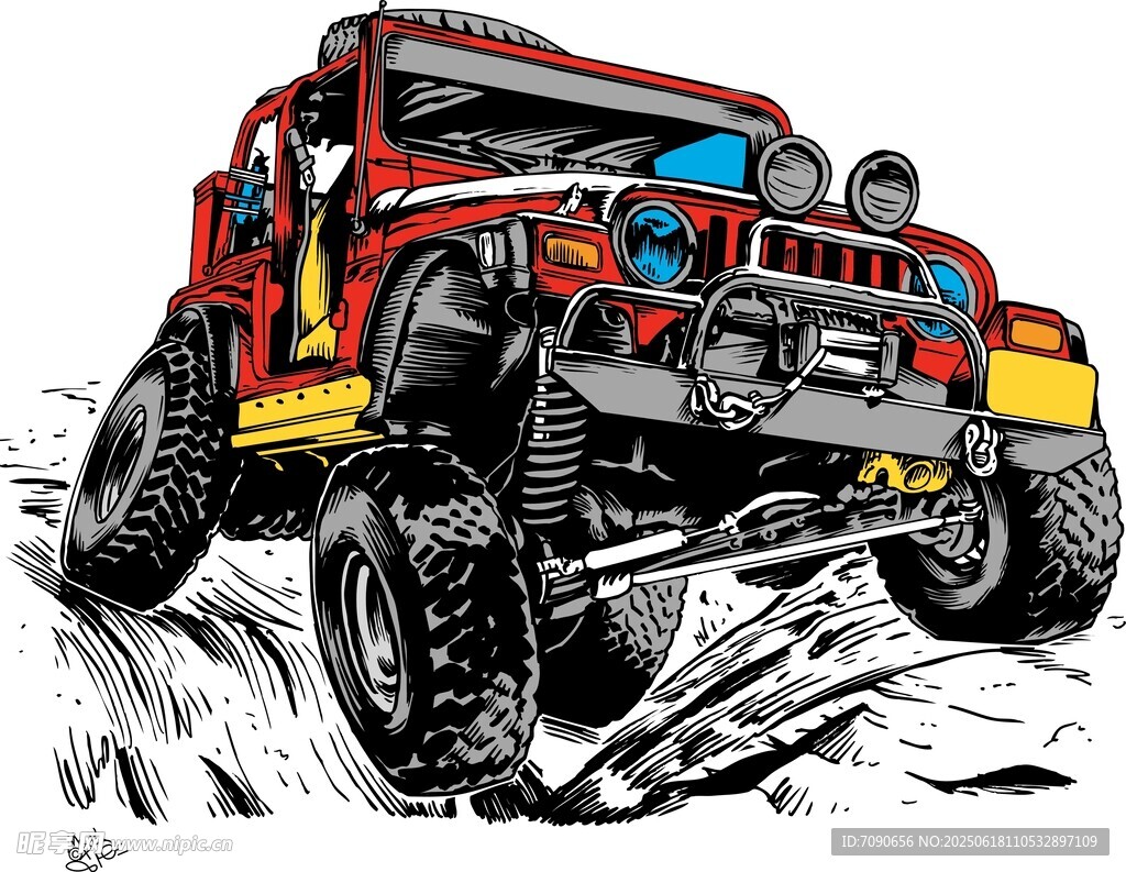 越野吉普驰骋于崎岖之地