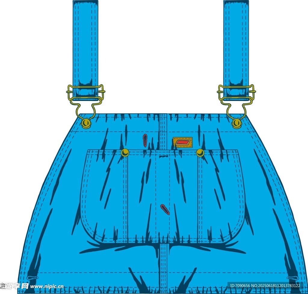 蓝色背带短裤设计图
