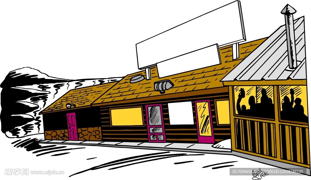 复古风格街边店铺场景