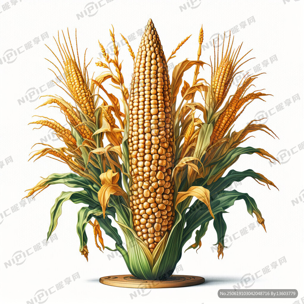 玉米品种雕塑 有玉米有叶子