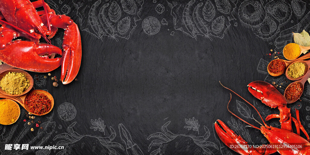 大气简约龙虾美食海报底图