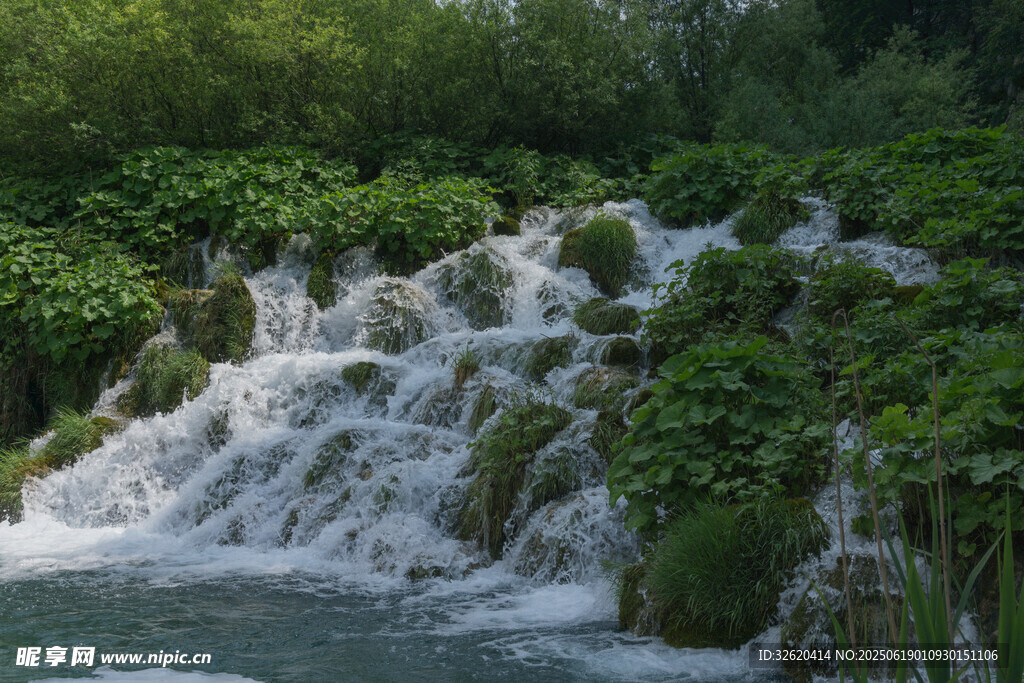 山间瀑布 绿意环绕的美景