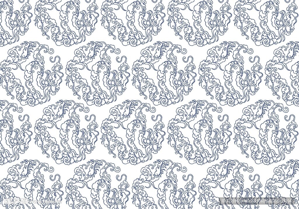 蓝白花卉图案纹理背景