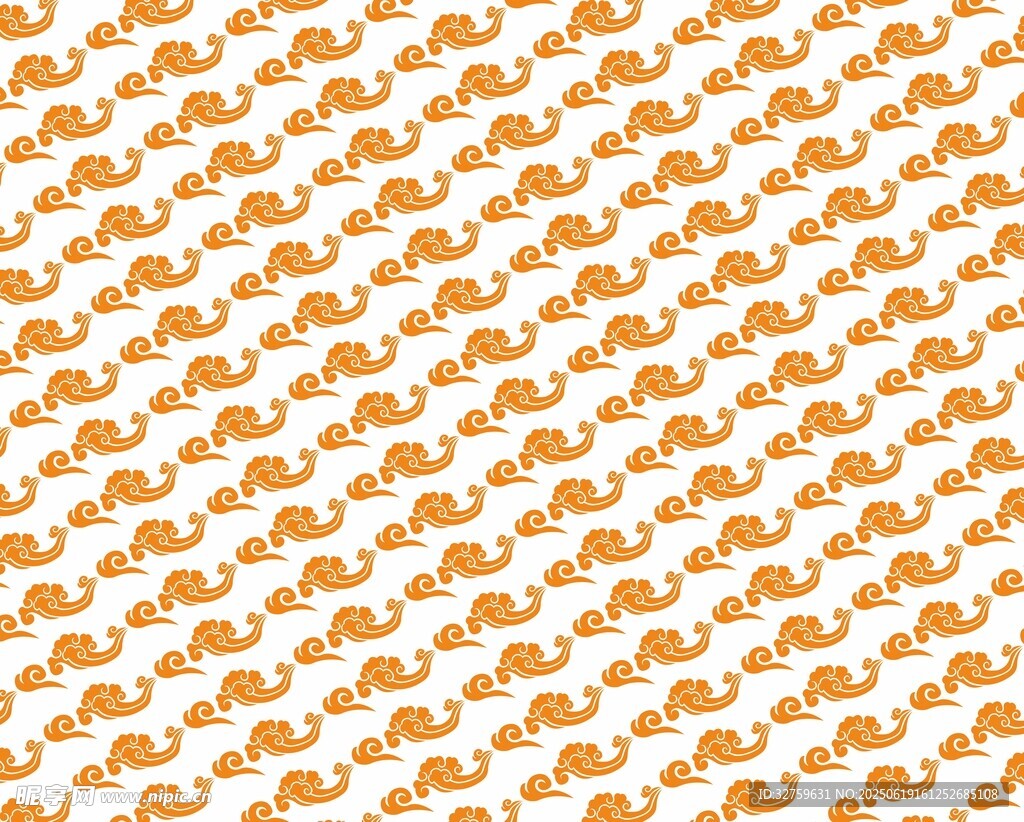 橙色小鱼图案无缝背景