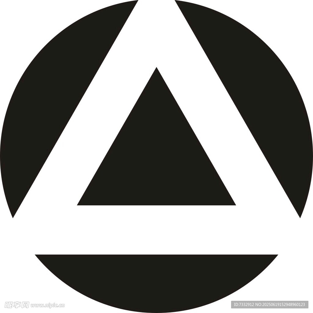 黑白三角圆形组合标志