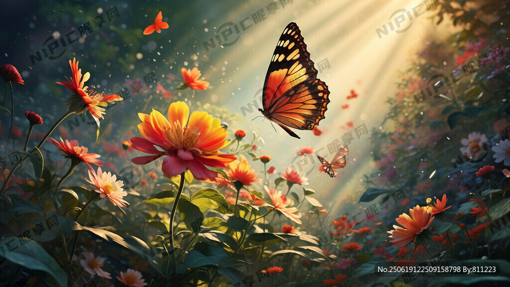 你若盛开 蝴蝶自来。绿叶相配