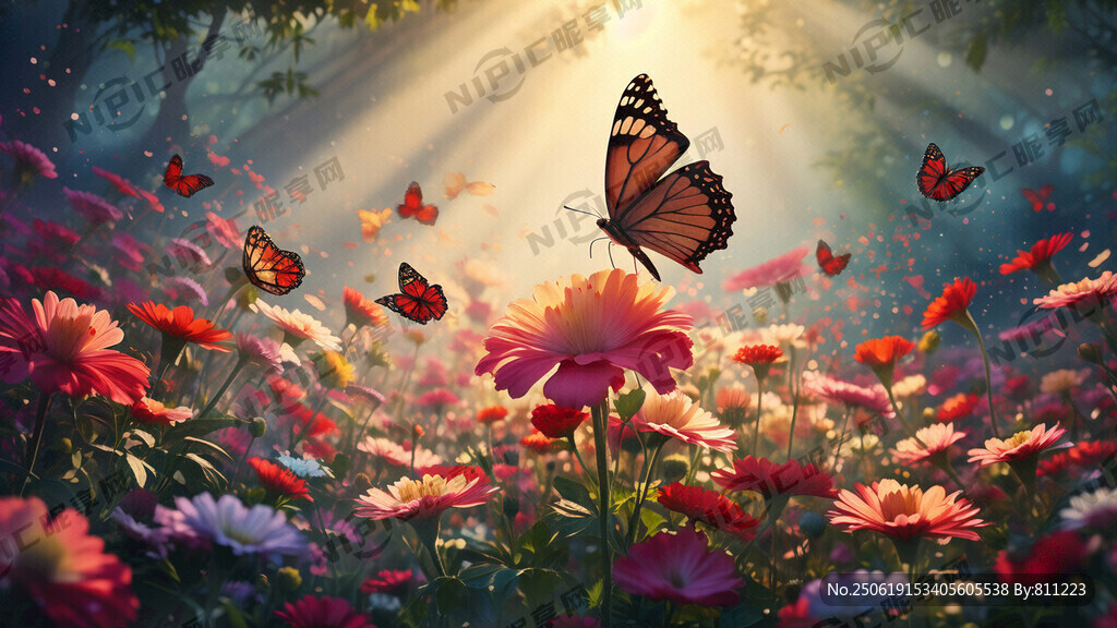 你若盛开 蝴蝶自来。绿叶相配