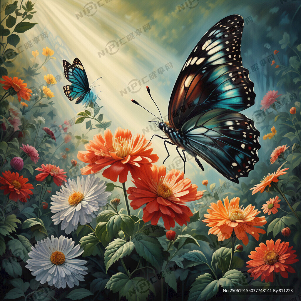 你若盛开 蝴蝶自来。绿叶相配