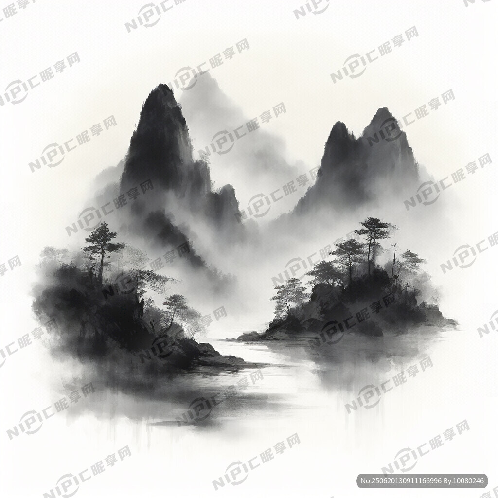 山谷 中国风 中国画 山水