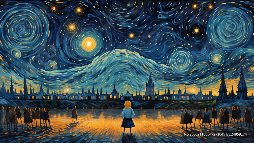以梵高的星空背景颜色要天蓝色做