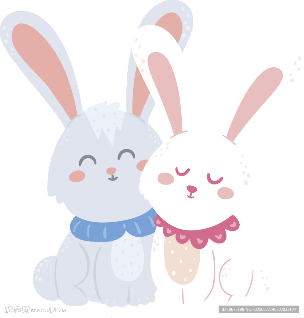 可爱兔子依偎图