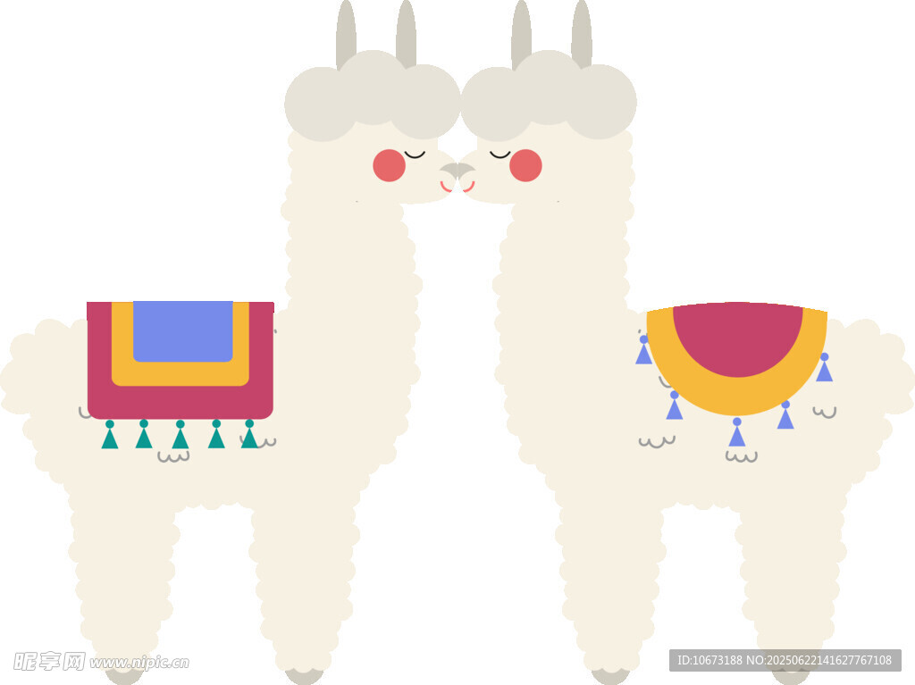 可爱双羊驼装饰图案
