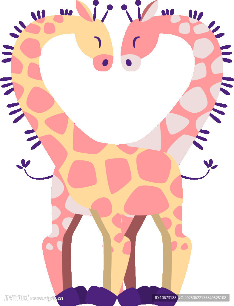 可爱长颈鹿爱心造型插画