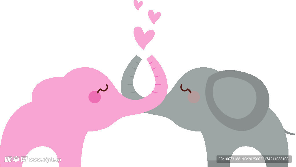 亲吻的大象情侣