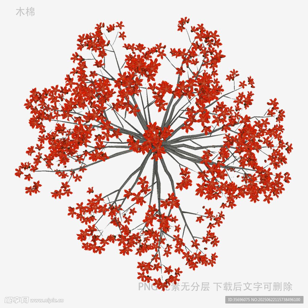 红色花簇图案设计素材