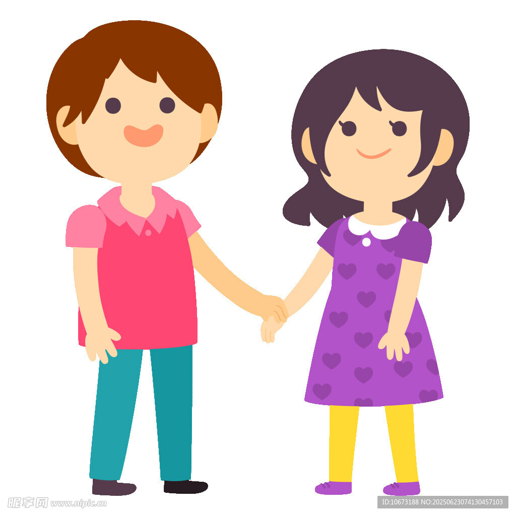 牵手的男孩女孩