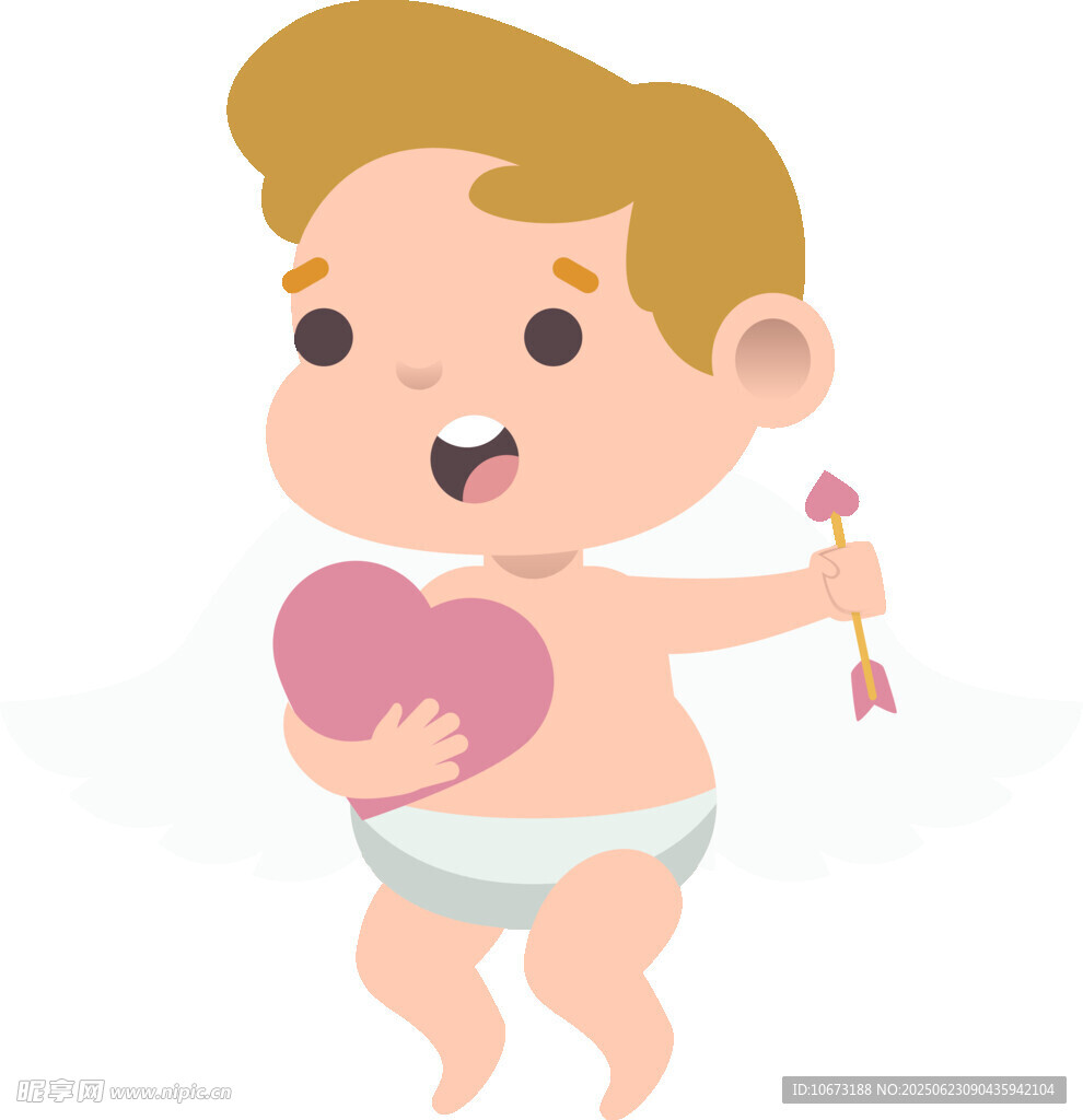 可爱宝宝手持爱心与箭头