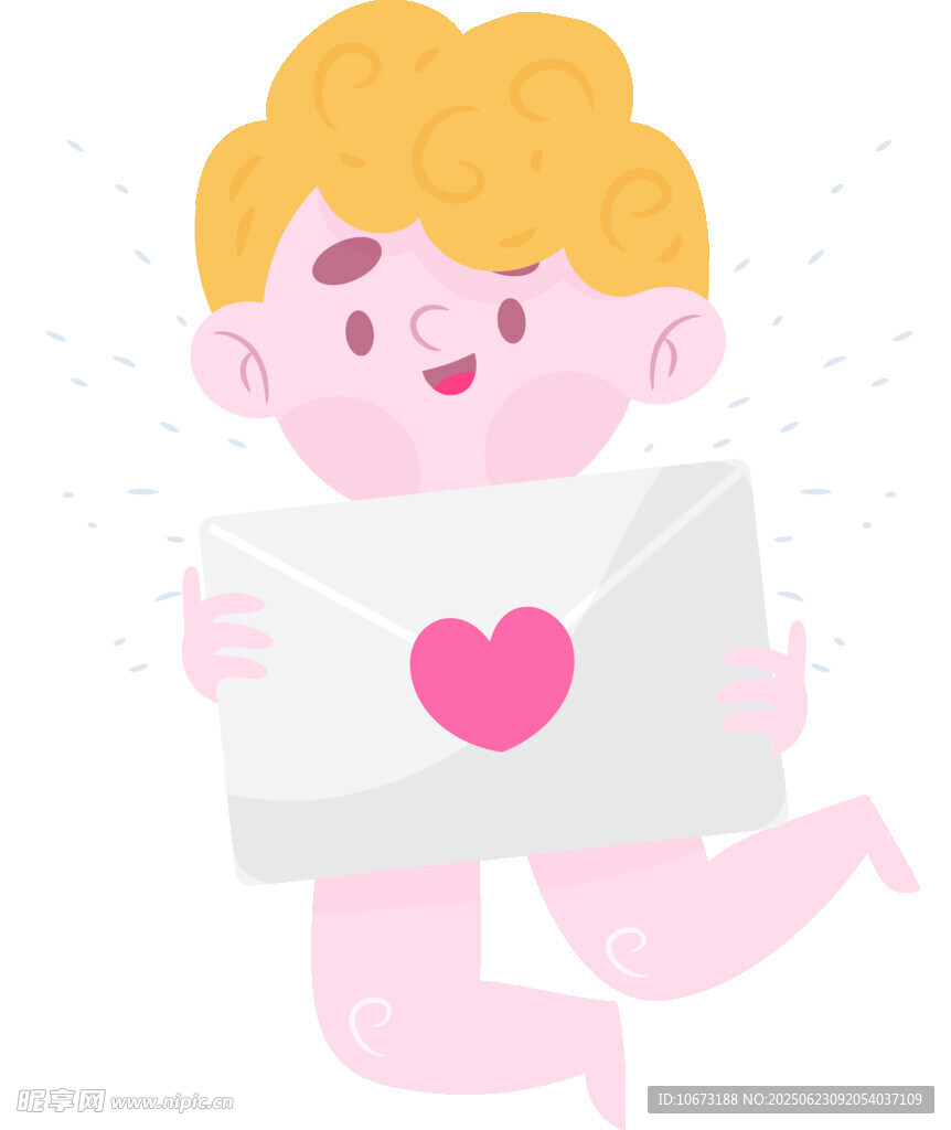 手持爱心信件的可爱男孩