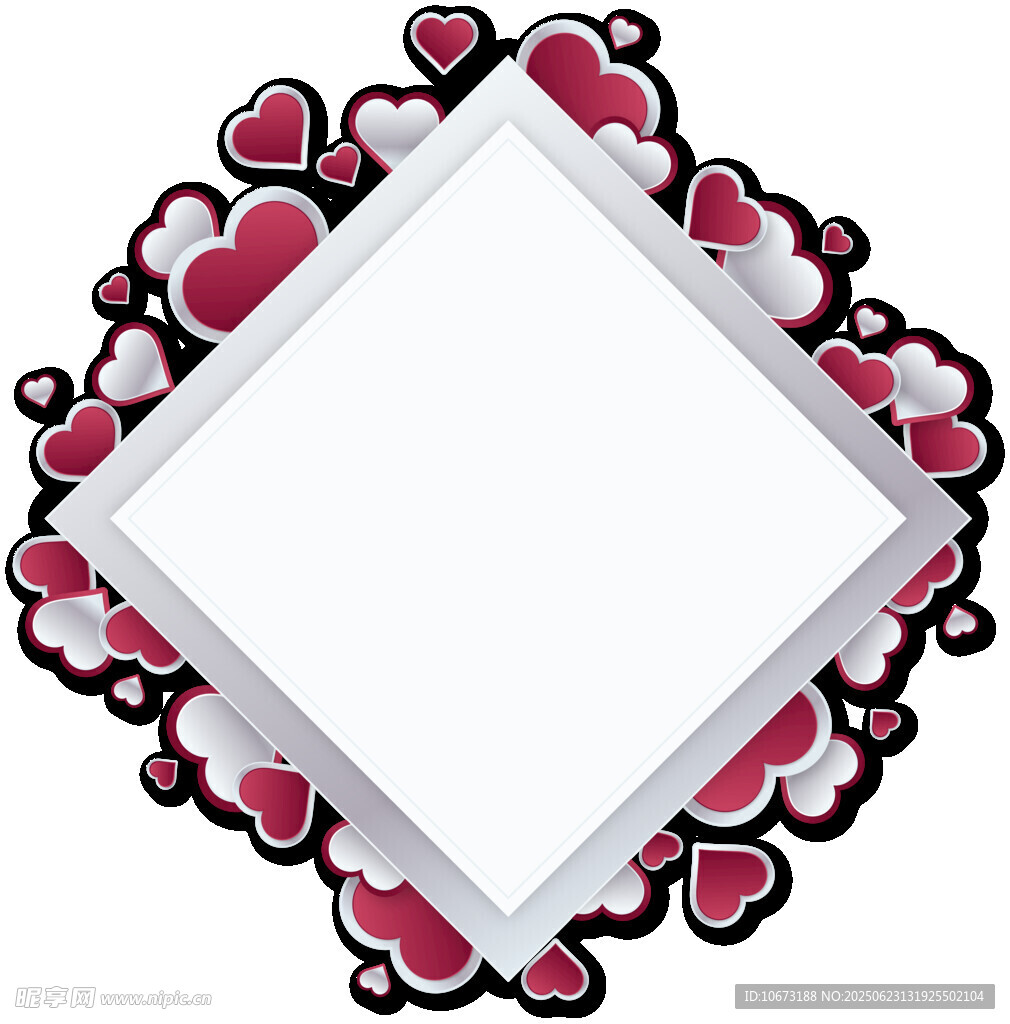 爱心环绕的空白菱形框