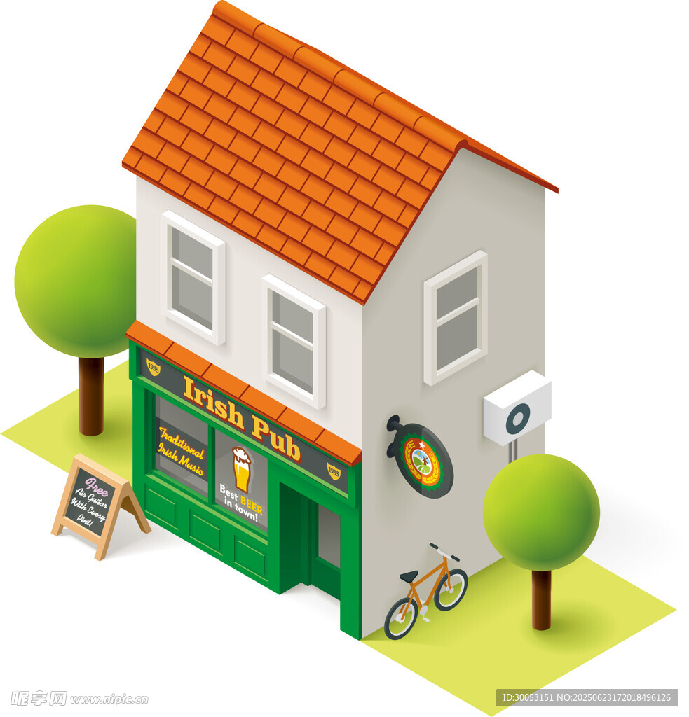 街边小店的清新3D效果图