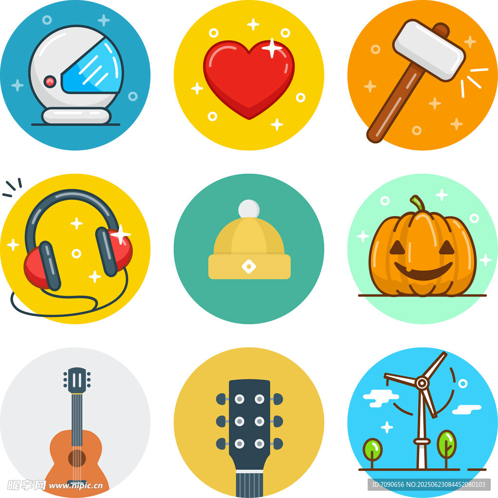 卡通风格物品图标 