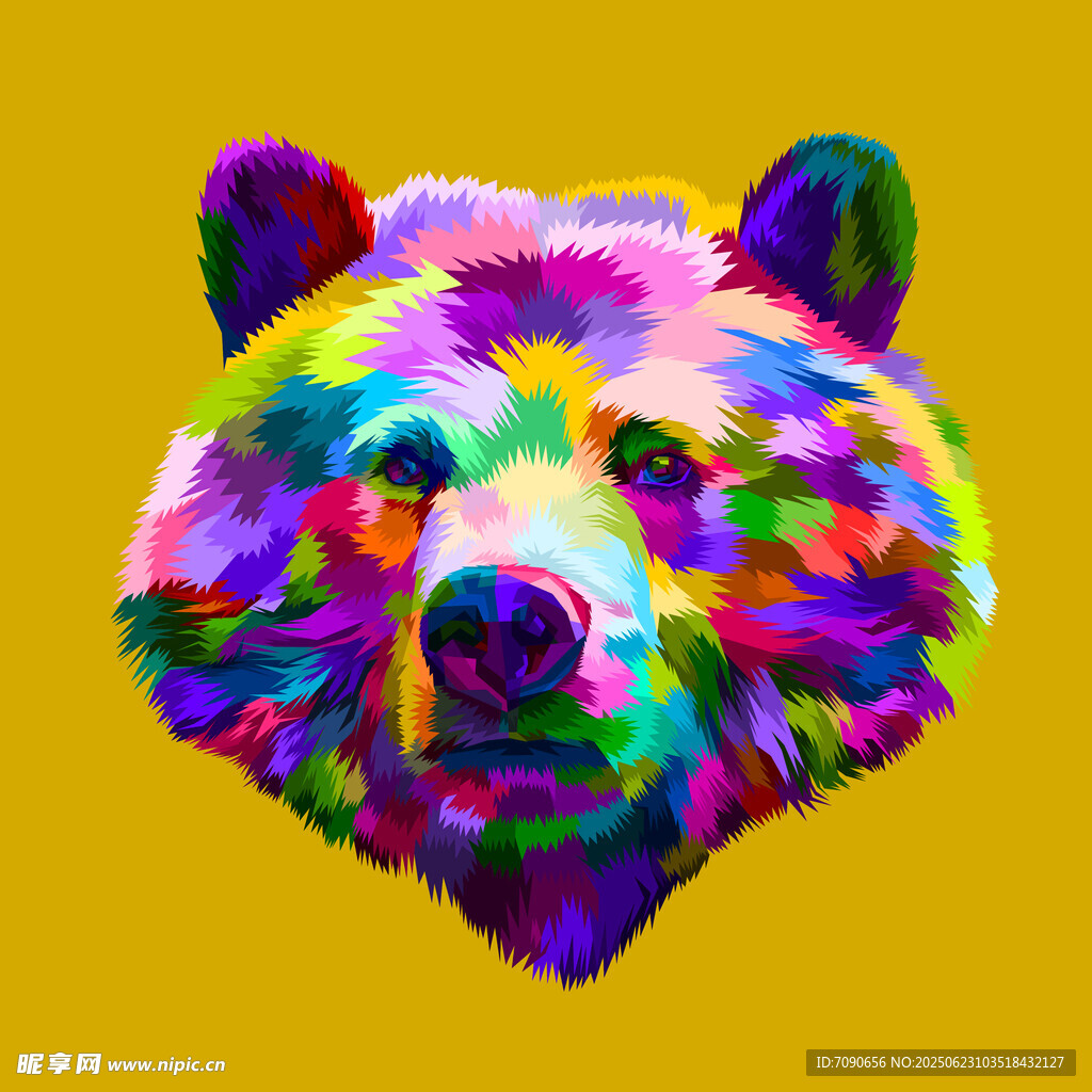 多彩抽象熊头图案