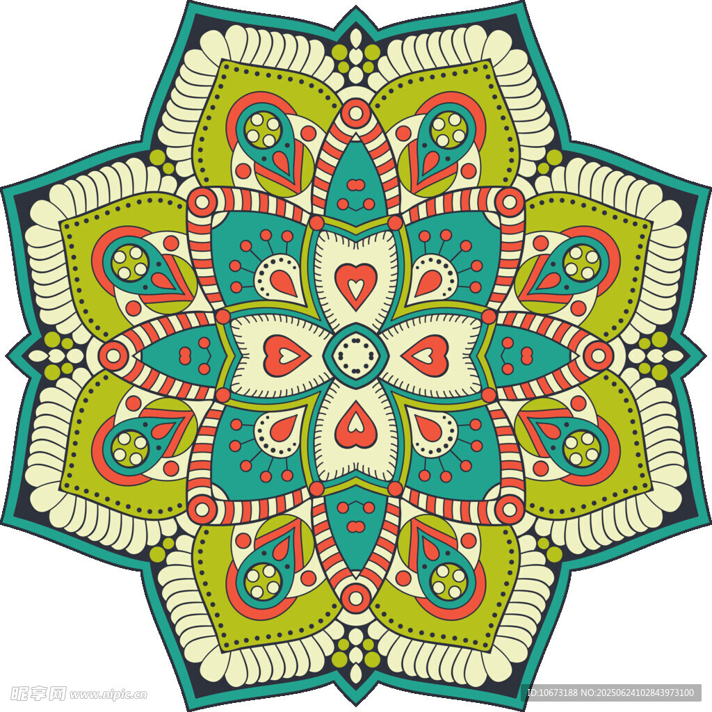 多彩曼陀罗花纹图案