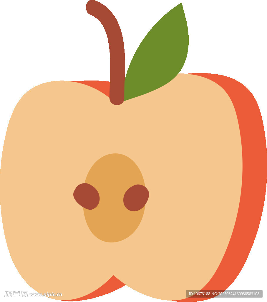 卡通半颗苹果插画