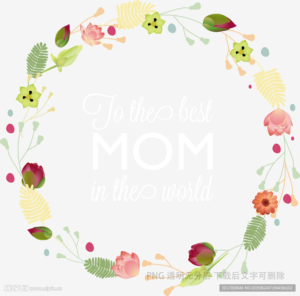 母亲节花环贺卡设计素材