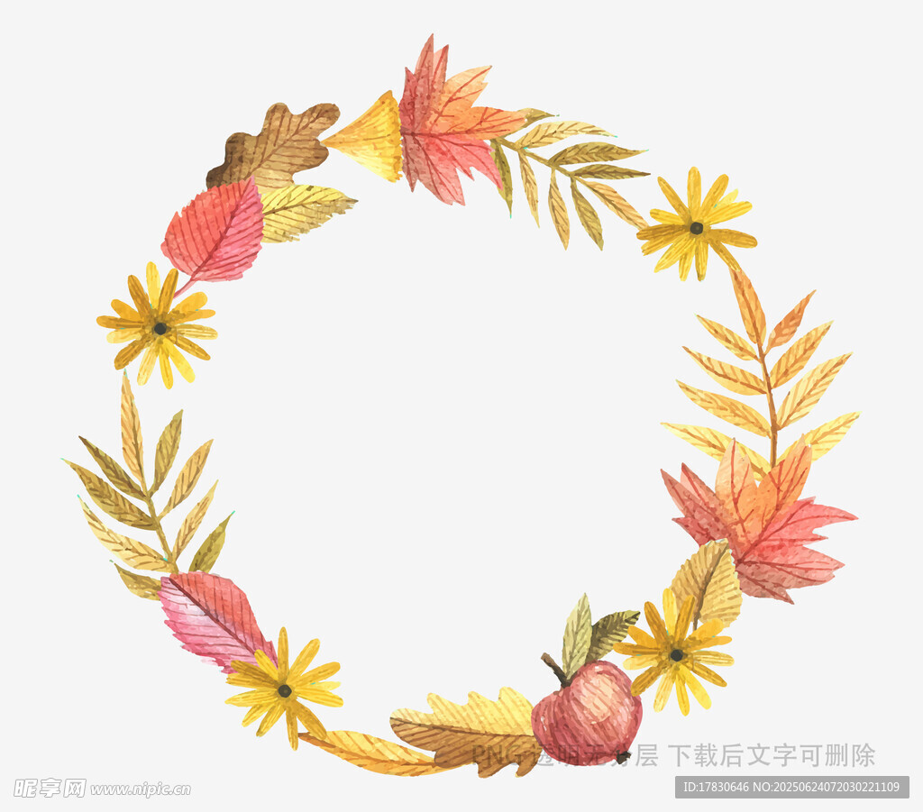 秋季花卉果实装饰花环