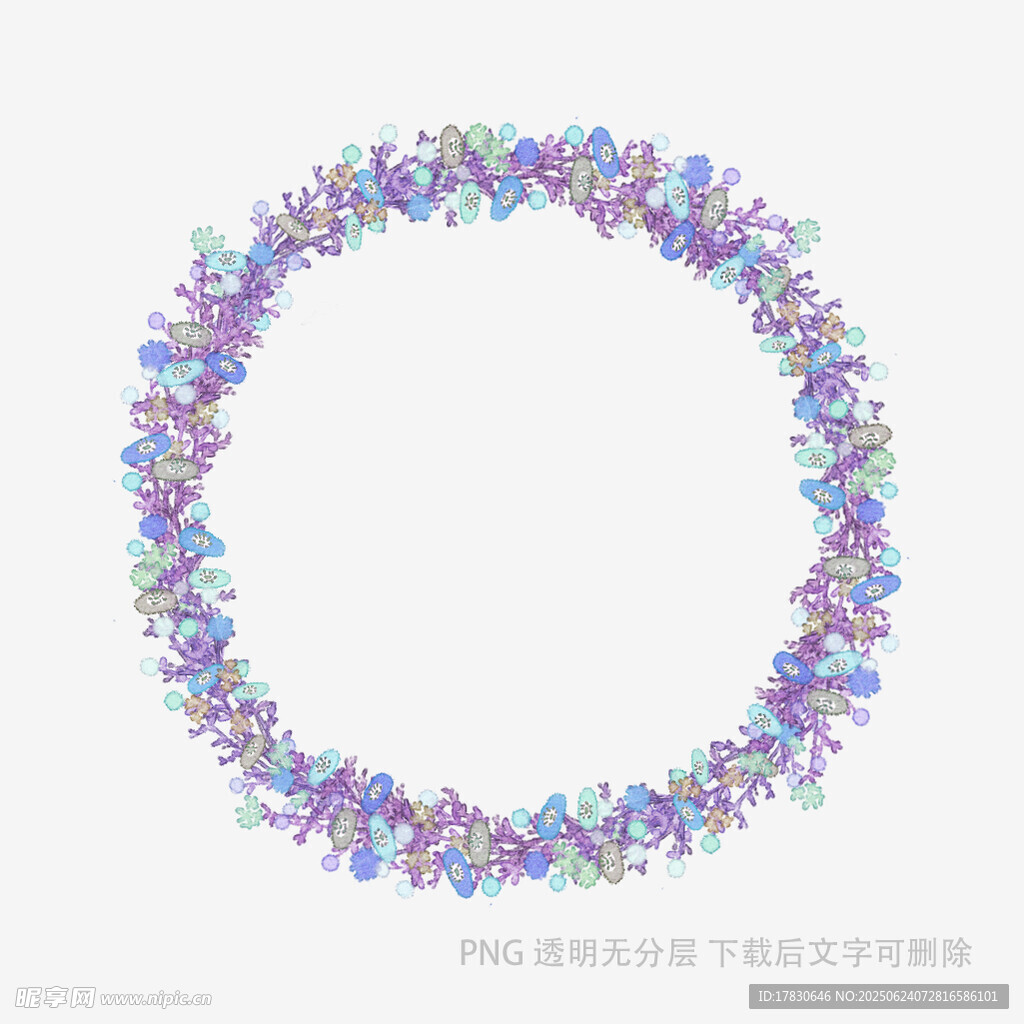 彩色花卉环形装饰图案