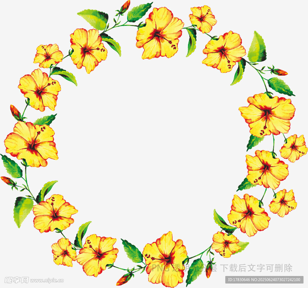 黄色花朵花环装饰图案