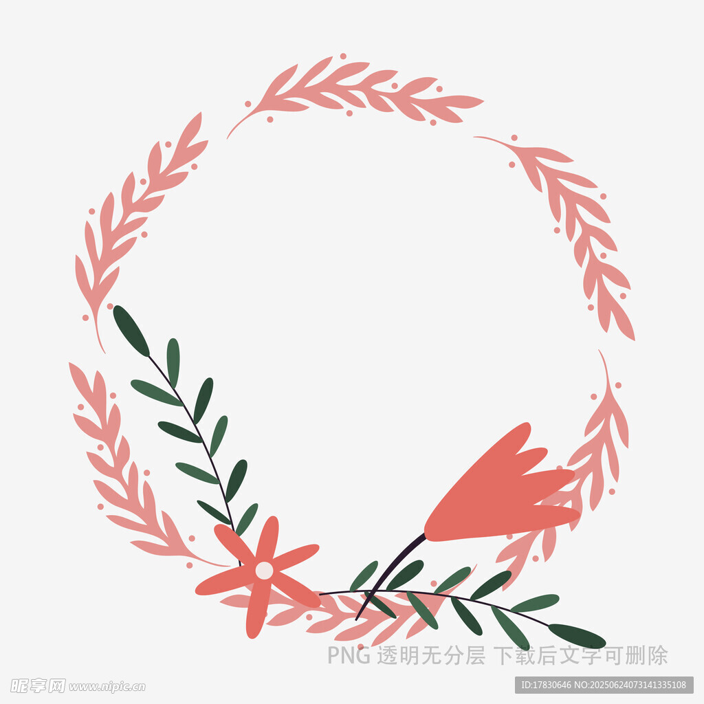 粉色花卉花环装饰图案