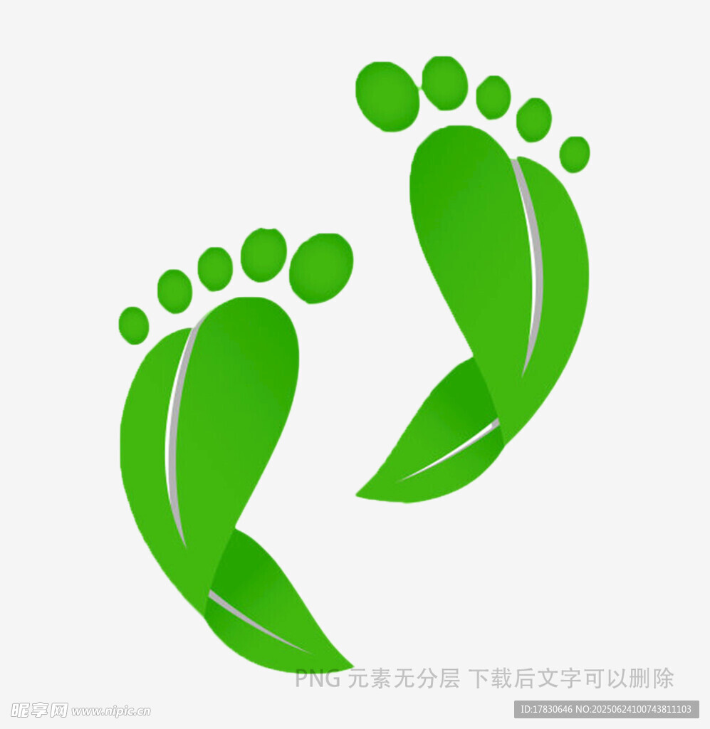 绿色脚印环保标志图案