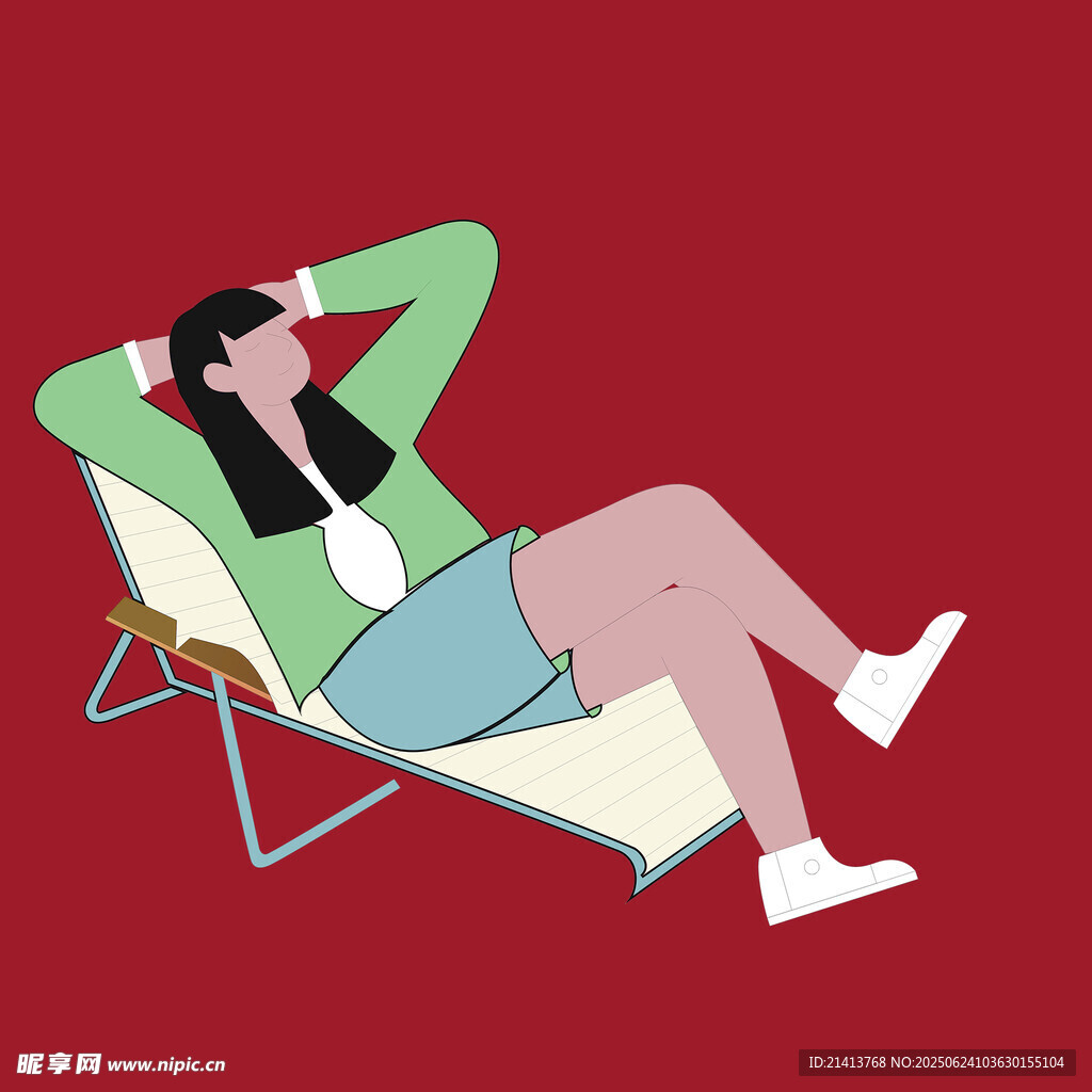 躺椅上放松的休闲女性