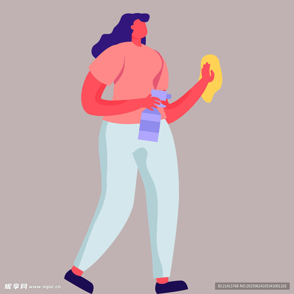 手持清洁用品的女性
